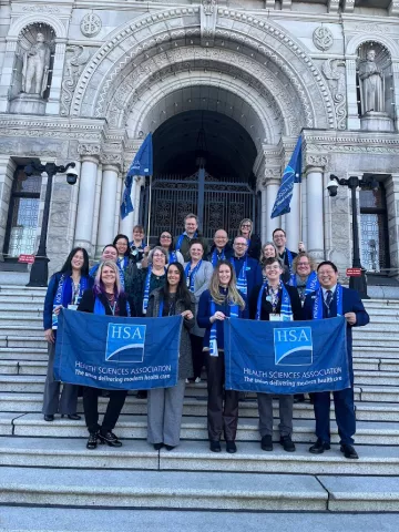 HSA Members on the front steps of the BC Legislature