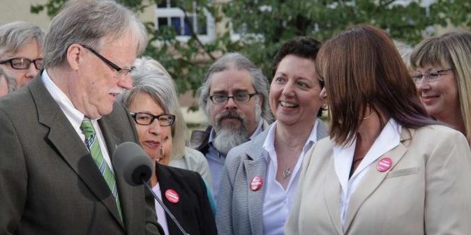 HSA's Val Avery at announcement supporting teachers